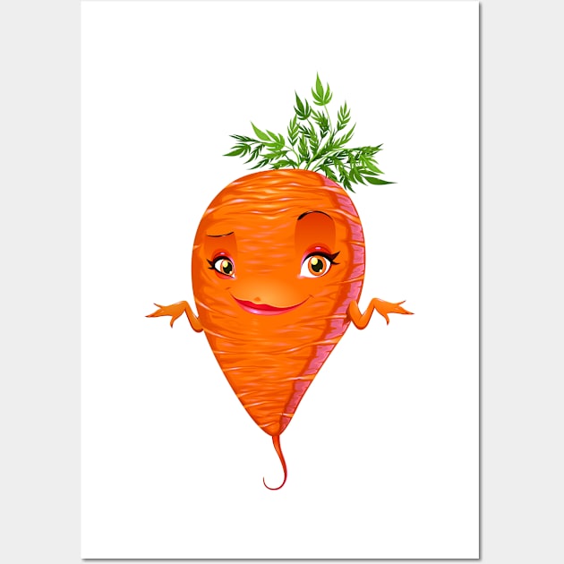 Cute Sassy Carrot Veggie Mascot Wall Art by PosterpartyCo